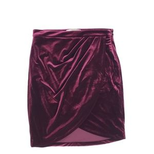 F21 Burgundy Velvet Tulip Mini Skirt